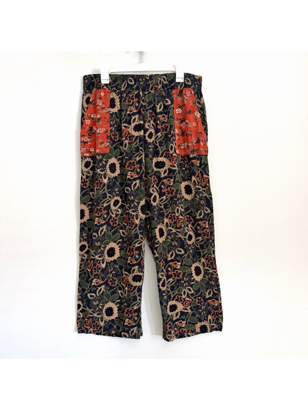 Natural Life Blue Wide Leg Floral Palazzo Pants Rayon Pull-On Women’s Size XL
